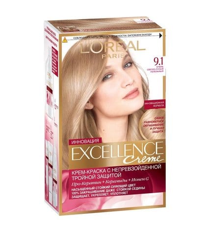 Краска для волос L'Oreal Excellence 9.1 Очень светло-русый пепельный