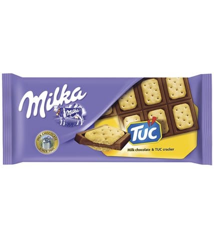 Шоколад Milka молочный с соленым крекером TUC