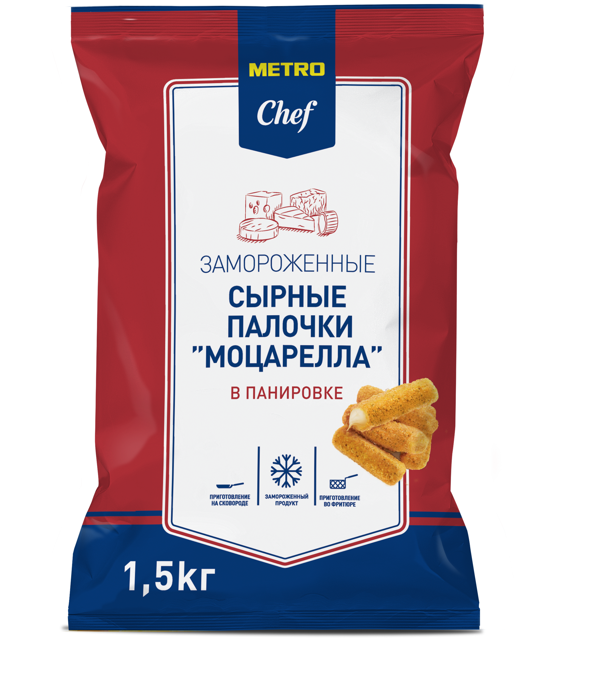 Сырные палочки Metro Chef Моцарелла замороженные 1,5 кг купить с доставкой  по Москве, цены в интернет-магазине Magicwaters